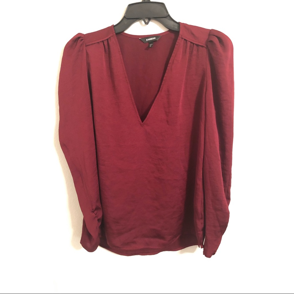 Express Red Satin/Silky Dress Shirt